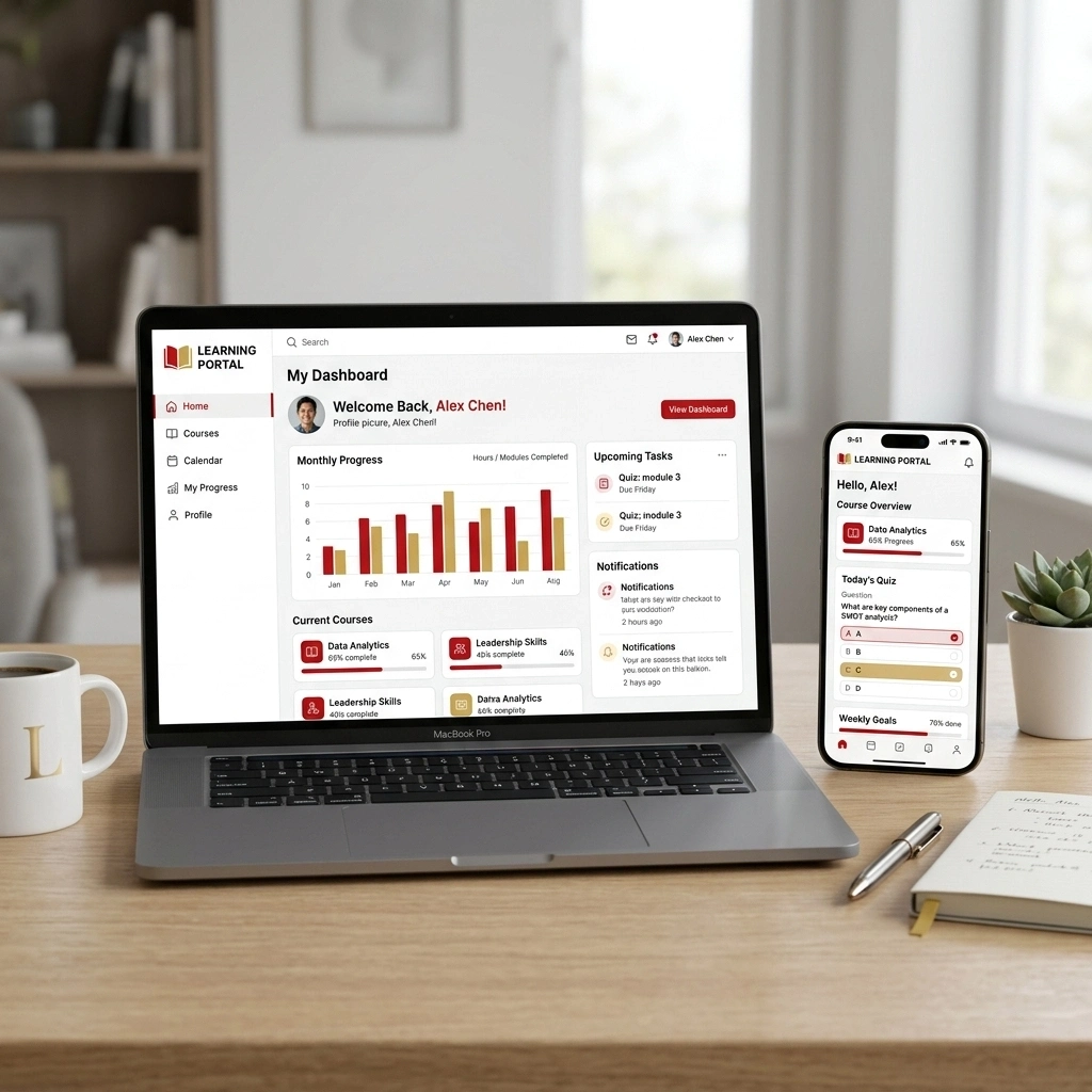 LMS Dashboard on Mobile & Laptop